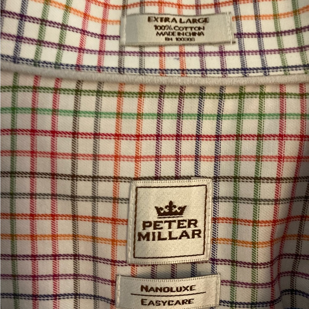 Peter Millar mens XL long sleeve button down shirt, colorful plaid pattern - Picture 4 of 4